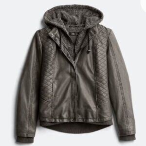 Mo-Ka Women's Meriam Faux Leather Moto Jacket Dark Grey Size M NWT